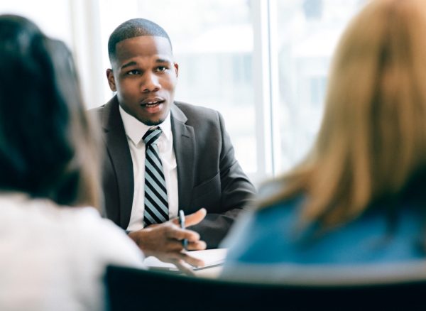 Two women at a meeting with a financial advisor